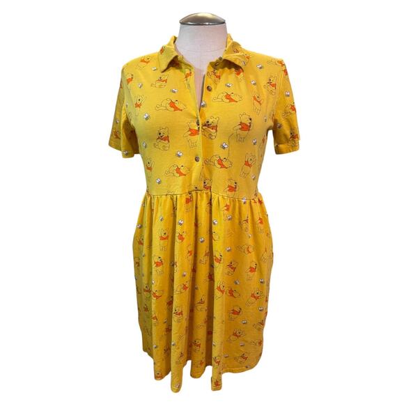 Cakeworthy 3XL Disney Winnie the Pooh Sunny Yellow Bee Knit Mini Dress Button Up - Picture 1 of 2